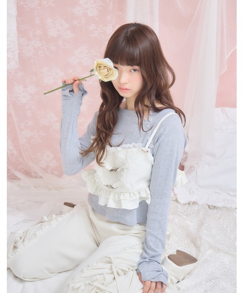 Lolime by mellfy memory(ロリミー バイ メルフィーメモリー)の「shoulder button eyelet top(Tシャツ/カットソー・レディース・グレー/ピンク・LL/M)」の18枚目の写真