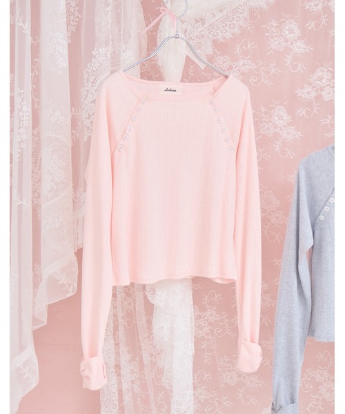 Lolime by mellfy memory(ロリミー バイ メルフィーメモリー)の「shoulder button eyelet top(Tシャツ/カットソー・レディース・グレー/ピンク・LL/M)」の13枚目の写真