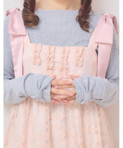 Lolime by mellfy memory(ロリミー バイ メルフィーメモリー)の「shoulder button eyelet top(Tシャツ/カットソー・レディース・グレー/ピンク・LL/M)」の19枚目の写真