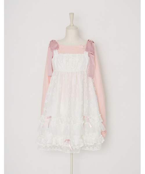 Lolime by mellfy memory(ロリミー バイ メルフィーメモリー)の「shoulder button eyelet top(Tシャツ/カットソー・レディース・グレー/ピンク・LL/M)」の5枚目の写真