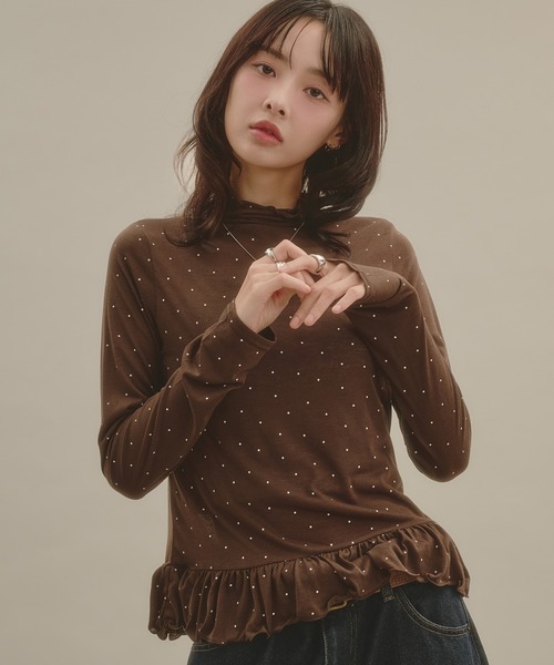 apres jour mignon(アプレジュールミニョン)の「シアーハイネック裾フリルプルオーバー(Tシャツ/カットソー・レディース・ボルドー/ナチュラル/ブルー系その他/アイボリー/ブラウン系その他・LARGE/フリー)」の14枚目の写真