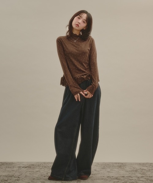 apres jour mignon(アプレジュールミニョン)の「シアーハイネック裾フリルプルオーバー(Tシャツ/カットソー・レディース・ボルドー/ナチュラル/ブルー系その他/アイボリー/ブラウン系その他・LARGE/フリー)」の15枚目の写真