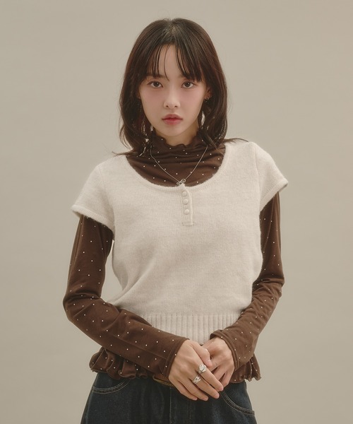 apres jour mignon(アプレジュールミニョン)の「シアーハイネック裾フリルプルオーバー(Tシャツ/カットソー・レディース・ボルドー/ナチュラル/ブルー系その他/アイボリー/ブラウン系その他・LARGE/フリー)」の18枚目の写真
