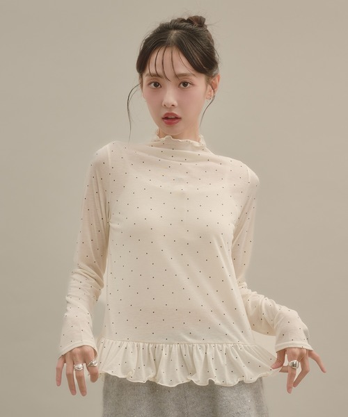 apres jour mignon(アプレジュールミニョン)の「シアーハイネック裾フリルプルオーバー(Tシャツ/カットソー・レディース・ボルドー/ナチュラル/ブルー系その他/アイボリー/ブラウン系その他・LARGE/フリー)」の20枚目の写真