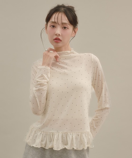 apres jour mignon(アプレジュールミニョン)の「シアーハイネック裾フリルプルオーバー(Tシャツ/カットソー・レディース・ボルドー/ナチュラル/ブルー系その他/アイボリー/ブラウン系その他・LARGE/フリー)」の21枚目の写真