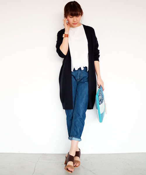 N.(N. Natural Beauty Basic)(エヌエヌナチュラルビューティーベーシック)の「テーパードデニム(デニムパンツ・レディース・ホワイト/ネイビー/ブルー・MEDIUM/SMALL)」の15枚目の写真