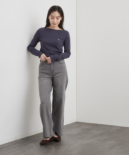 PETIT BATEAU(プチバトー)の「【PETIT BATEAU/プチバトー】ボートネック長袖Tシャツ(Tシャツ/カットソー・レディース・ネイビー/ダークブラウン・01/02)」の14枚目の写真