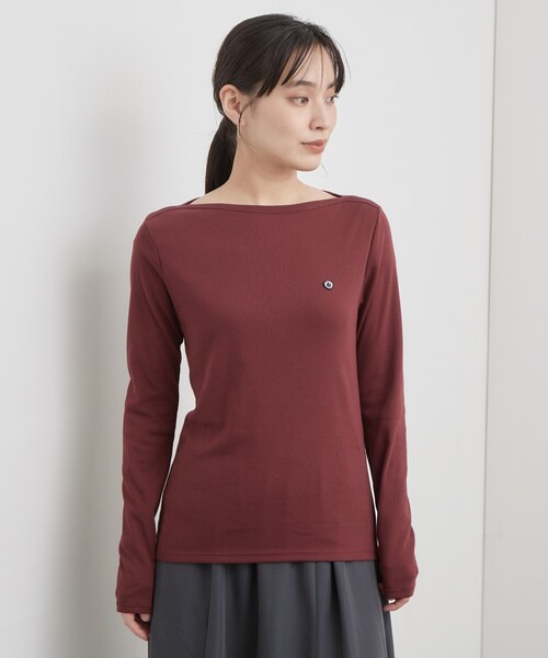 PETIT BATEAU(プチバトー)の「【PETIT BATEAU/プチバトー】ボートネック長袖Tシャツ(Tシャツ/カットソー・レディース・ネイビー/ダークブラウン・01/02)」の4枚目の写真