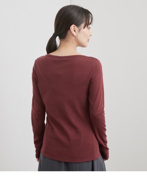 PETIT BATEAU(プチバトー)の「【PETIT BATEAU/プチバトー】ボートネック長袖Tシャツ(Tシャツ/カットソー・レディース・ネイビー/ダークブラウン・01/02)」の6枚目の写真