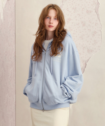 S LOGO PATCH HOODIE ZIP-UP, SKY BLUE