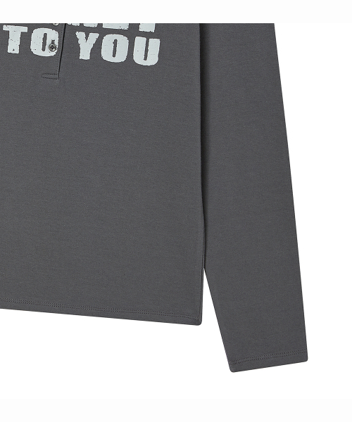 PRENDA(プレンダ)の「SECRET LETTERING ヘンリーネック 長袖 チャコール(Tシャツ/カットソー・レディース・その他・FREE)」の6枚目の写真