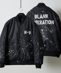 HAND PAINTED NYLON INSULATION STADIUM JACKET / ハンドペイント ナイロン ロゴプリント 裏キルティング 中綿 スタジャン