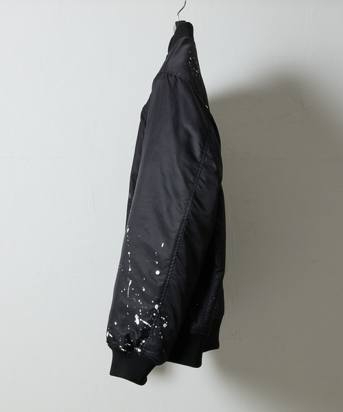 NUMBER (N)INE(ナンバーナイン)の「HAND PAINTED NYLON INSULATION STADIUM JACKET / ハンドペイント ナイロン ロゴプリント 裏キルティング 中綿 スタジャン(スタジャン・メンズ・ブラック系2/ブラック系1/ブラック系3・2/3/4)」の12枚目の写真