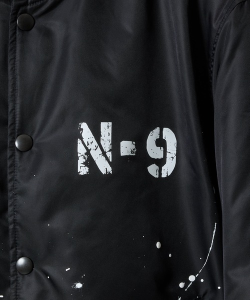 NUMBER (N)INE(ナンバーナイン)の「HAND PAINTED NYLON INSULATION STADIUM JACKET / ハンドペイント ナイロン ロゴプリント 裏キルティング 中綿 スタジャン(スタジャン・メンズ・ブラック系2/ブラック系1/ブラック系3・2/3/4)」の22枚目の写真