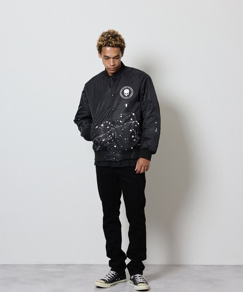 HAND PAINTED NYLON INSULATION STADIUM JACKET / ハンドペイント