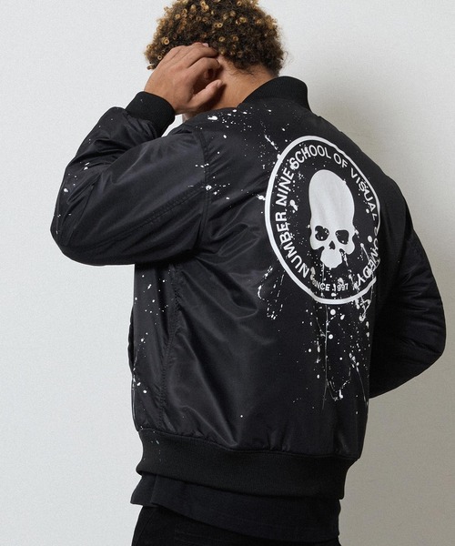 HAND PAINTED NYLON INSULATION STADIUM JACKET / ハンドペイント