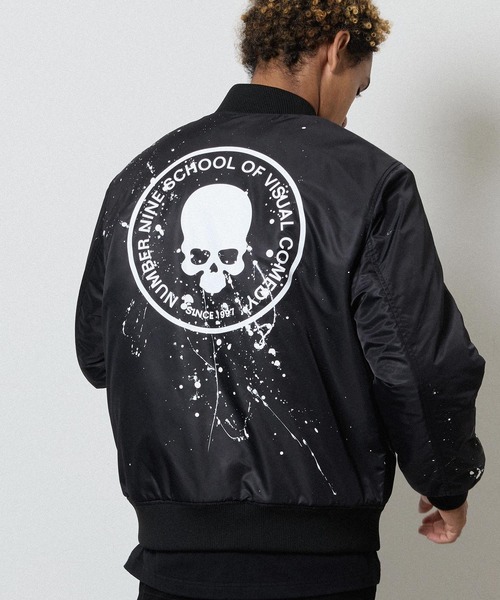 HAND PAINTED NYLON INSULATION STADIUM JACKET / ハンドペイント