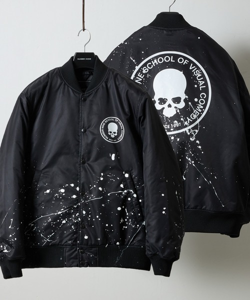 HAND PAINTED NYLON INSULATION STADIUM JACKET / ハンドペイント