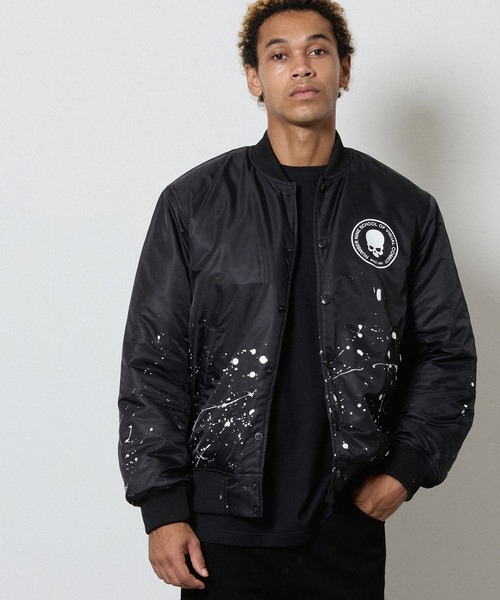 【未使用品】 TEAM WANG design スタンドカラー ジャケット HAND PAINTED NYLON INSULATION STADIUM JACKET / ハンドペイント