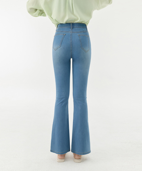 JINMANIA（ジンマニア）の「女性クールタッチ超軽量中青ブーツカットデニムパンツ[夏シーズン]（デニムパンツ・レディース・ブルー・SMALL/MEDIUM/LARGE/X-LARGE）」の4枚目の写真