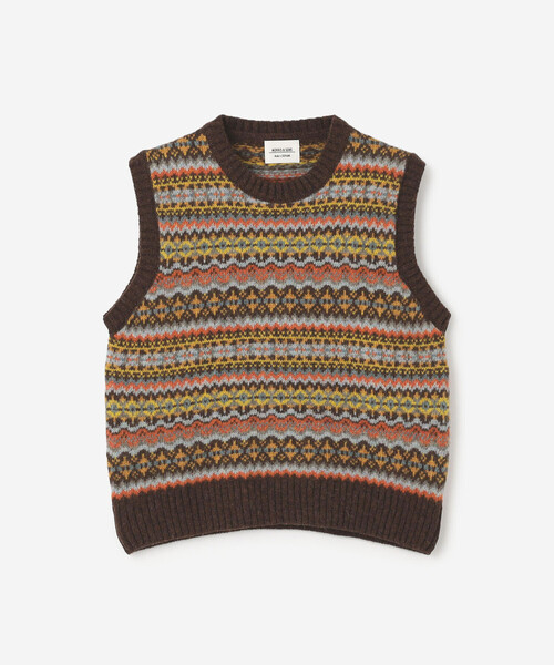 Morris & Sons(モリスアンドサンズ)の「MORRIS & SONS | フェアアイル クルーネックベスト WOMEN(ベスト・レディース・ブルー系その他/ブラウン系その他・F)」の4枚目の写真