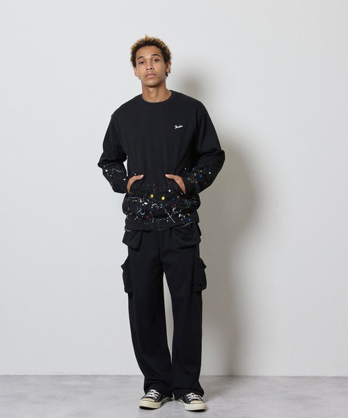 HAND PAINTED FIRM COTTON LIGHT SHORT PILE KANGAROO POCKET L/S