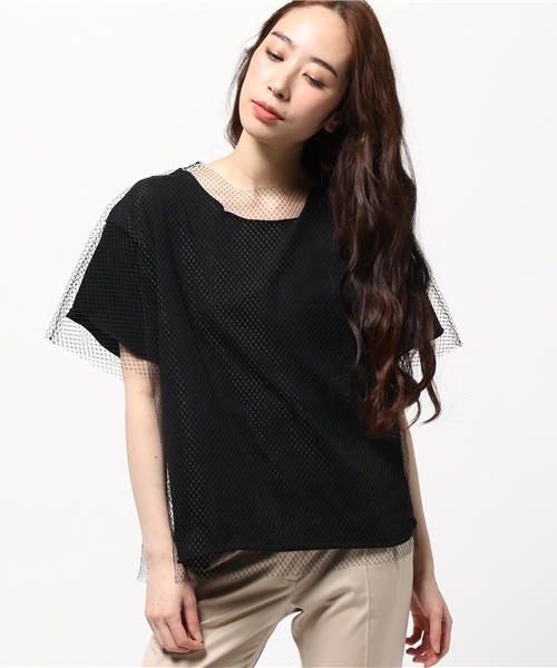 Ray BEAMS（レイビームス）の「◇RBS / メッシュ レイヤーT（Tシャツ/カットソー・レディース・ホワイト/ブラック・ONE SIZE）」の12枚目の写真