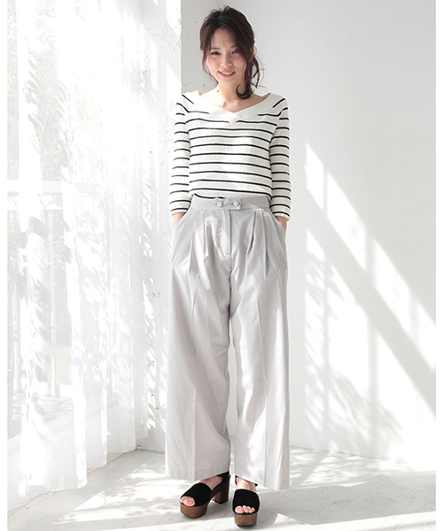 one after another NICE CLAUP（ワンアフターアナザーナイスクラップ）の「２つ釦ワイドパンツ（その他パンツ・レディース・その他1/その他2/オフホワイト/グレー/ワンウォッシュ・FREE）」の15枚目の写真