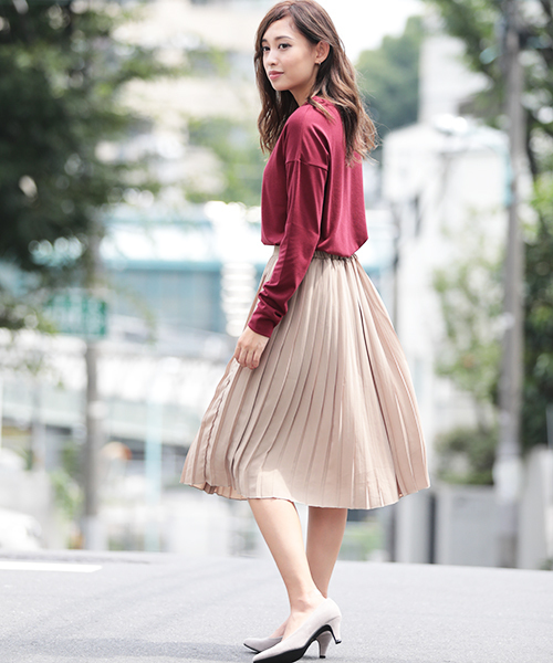 Denime（ドゥニーム）の「ドロップショルダーニットソーロンT（Tシャツ/カットソー・レディース・ワイン/オフホワイト/グレー・FREE）」の6枚目の写真