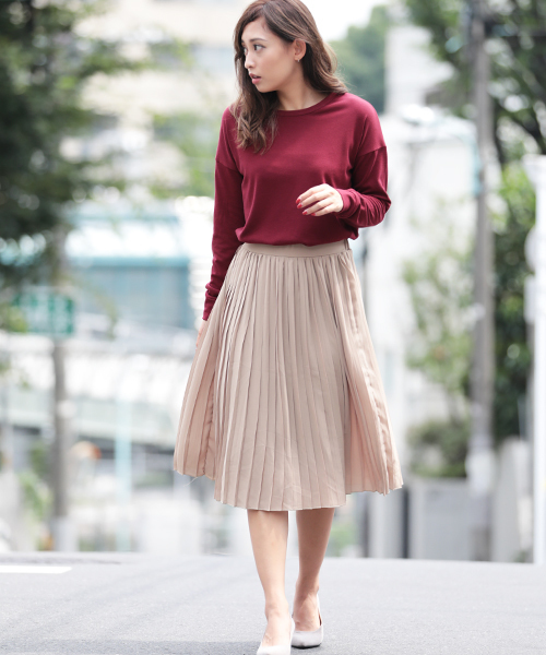 Denime（ドゥニーム）の「ドロップショルダーニットソーロンT（Tシャツ/カットソー・レディース・ワイン/オフホワイト/グレー・FREE）」の5枚目の写真