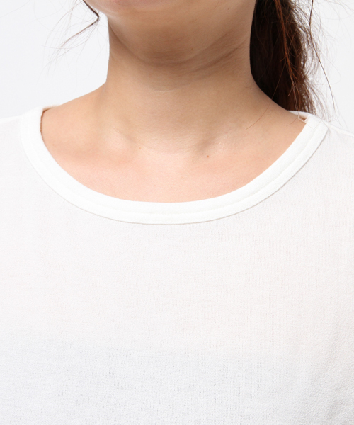 Denime（ドゥニーム）の「ドロップショルダーニットソーロンT（Tシャツ/カットソー・レディース・ワイン/オフホワイト/グレー・FREE）」の8枚目の写真