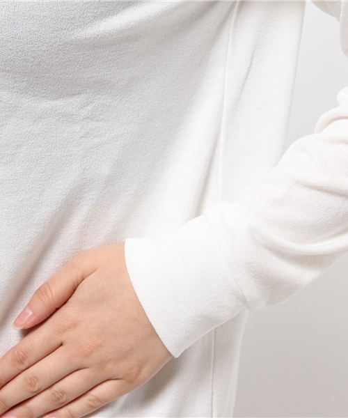 Denime（ドゥニーム）の「ドロップショルダーニットソーロンT（Tシャツ/カットソー・レディース・ワイン/オフホワイト/グレー・FREE）」の9枚目の写真