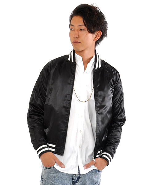 SPADE（スペード）の「ストリートサテン長袖スカジャン（スカジャン・メンズ・カーキ/ワイン/ブラック×ブラック/ブラック×シルバー/ネイビー/ブラック×ゴールド・X-LARGE/SMALL/MEDIUM/LARGE）」の7枚目の写真