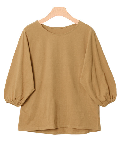 Pierrot（ピエロ）の「コットン100％ バルーンスリーブ Tシャツ（Tシャツ/カットソー・レディース・チャコールグレー/ホワイト×ブラック/ブラック/カーキ/ネイビー/ホワイト/キャメル・L/M）」の7枚目の写真