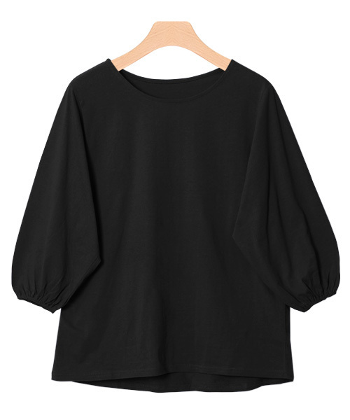 Pierrot（ピエロ）の「コットン100％ バルーンスリーブ Tシャツ（Tシャツ/カットソー・レディース・チャコールグレー/ホワイト×ブラック/ブラック/カーキ/ネイビー/ホワイト/キャメル・L/M）」の3枚目の写真