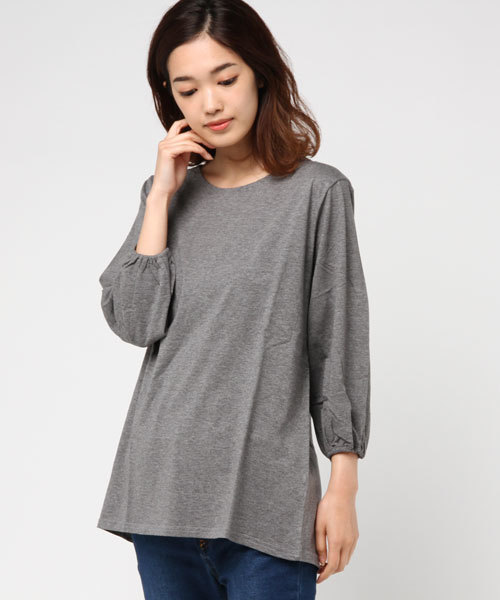 Pierrot（ピエロ）の「コットン100％ バルーンスリーブ Tシャツ（Tシャツ/カットソー・レディース・チャコールグレー/ホワイト×ブラック/ブラック/カーキ/ネイビー/ホワイト/キャメル・L/M）」の13枚目の写真