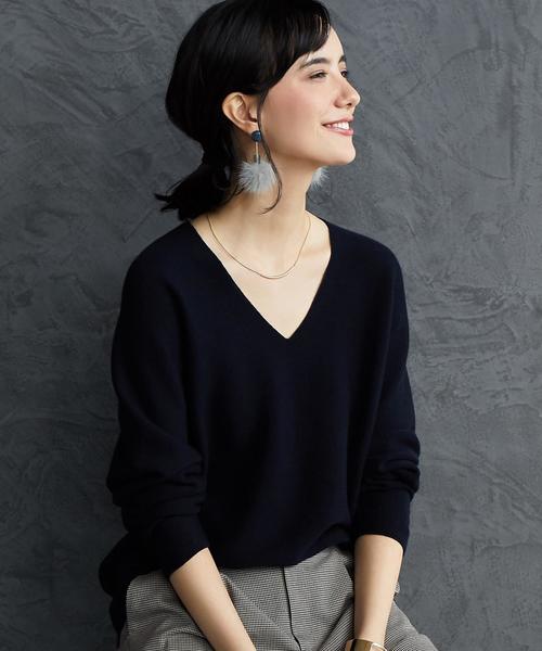 green label relaxing（グリーンレーベルリラクシング）の「■■■[手洗い可能] KF ガーター リッタイ ニット ◆（ニット/セーター・レディース・オフホワイト/ネイビー/マスタード・FREE）」の2枚目の写真