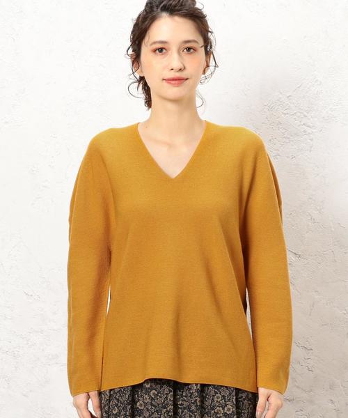 green label relaxing（グリーンレーベルリラクシング）の「■■■[手洗い可能] KF ガーター リッタイ ニット ◆（ニット/セーター・レディース・オフホワイト/ネイビー/マスタード・FREE）」の5枚目の写真