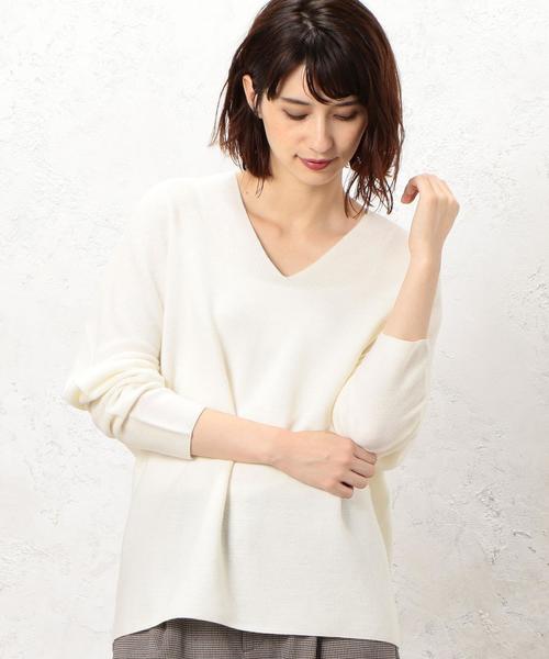 green label relaxing（グリーンレーベルリラクシング）の「■■■[手洗い可能] KF ガーター リッタイ ニット ◆（ニット/セーター・レディース・オフホワイト/ネイビー/マスタード・FREE）」の15枚目の写真