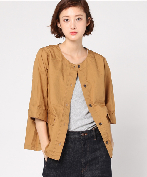 ikka(イッカ)の「コットンシャツジャケット(ミリタリージャケット・レディース・ブラック/オリーブ/モカ・MEDIUM/LARGE)」の2枚目の写真