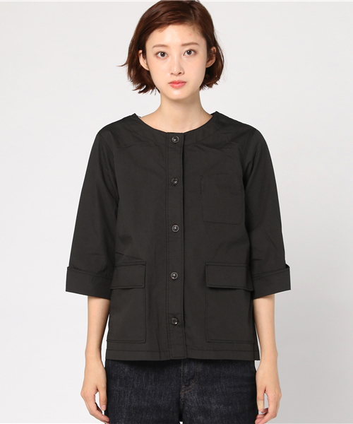 ikka(イッカ)の「コットンシャツジャケット(ミリタリージャケット・レディース・ブラック/オリーブ/モカ・MEDIUM/LARGE)」の4枚目の写真