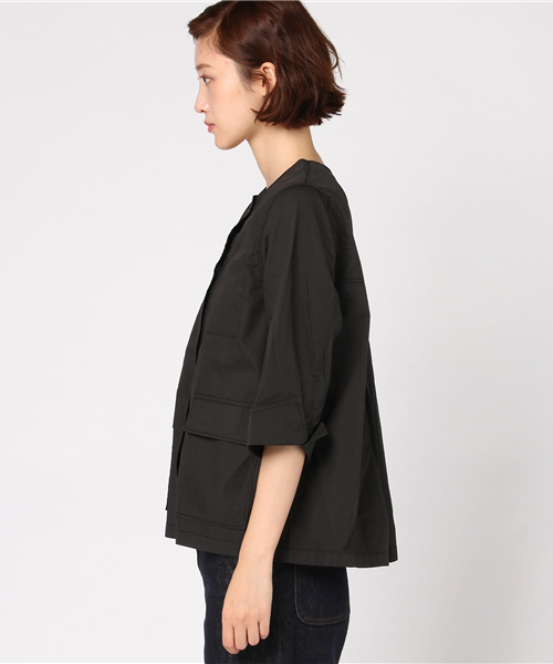 ikka(イッカ)の「コットンシャツジャケット(ミリタリージャケット・レディース・ブラック/オリーブ/モカ・MEDIUM/LARGE)」の5枚目の写真