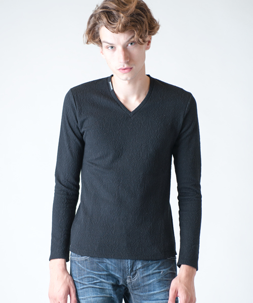 Buffalo Bobs（バッファローボブズ）の「PAISLEY BLISTER（ペイズリーブリスター） Ｖネックタック ロンT（Tシャツ/カットソー・メンズ・ホワイト/ブラック/パープル・2-3/1-2/3-4）」の2枚目の写真