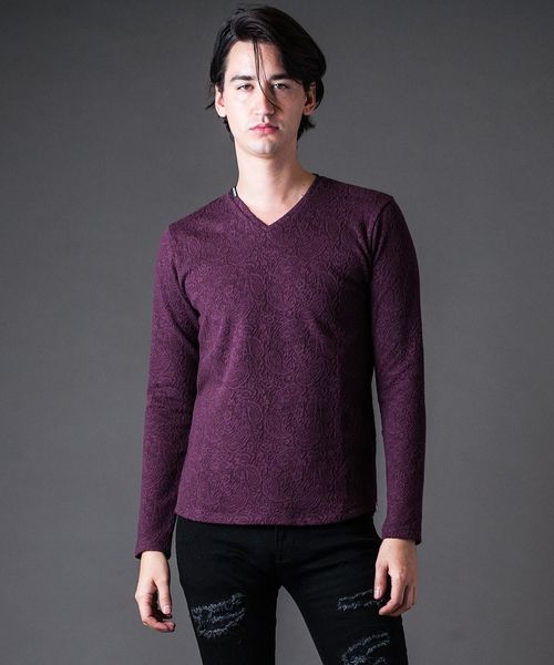 Buffalo Bobs（バッファローボブズ）の「PAISLEY BLISTER（ペイズリーブリスター） Ｖネックタック ロンT（Tシャツ/カットソー・メンズ・ホワイト/ブラック/パープル・2-3/1-2/3-4）」の17枚目の写真