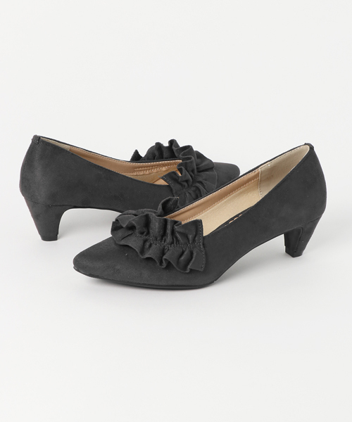 Green　Parks（グリーンパークス）の「・フリルローヒールパンプス（パンプス・レディース・ベージュ/ブラック/グレー/ピンク・L/M）」の8枚目の写真