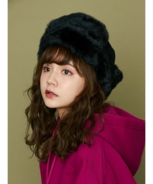 merry jenny（メリージェニー）の「エコファーフライトキャップ（その他雑貨・レディース・ブラック/パープル・FREE）」の2枚目の写真