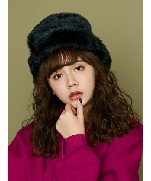 merry jenny（メリージェニー）の「エコファーフライトキャップ（その他雑貨・レディース・ブラック/パープル・FREE）」の3枚目の写真