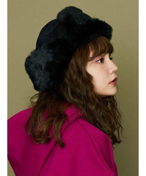 merry jenny（メリージェニー）の「エコファーフライトキャップ（その他雑貨・レディース・ブラック/パープル・FREE）」の5枚目の写真