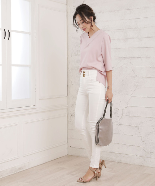 Doula Doula（ドゥーラドゥーラ）の「ハイウエストストレッチスキニーデニムパンツ（デニムパンツ・レディース・ホワイト/ブルー/ワンウォッシュ/ネイビー/インディゴブルー/ブラック・LL/M/XS/S/XXS/L）」の7枚目の写真