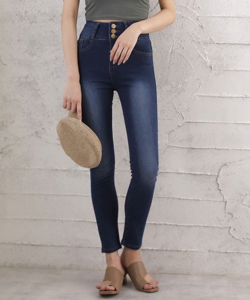 Doula Doula（ドゥーラドゥーラ）の「ハイウエストストレッチスキニーデニムパンツ（デニムパンツ・レディース・ホワイト/ブルー/ワンウォッシュ/ネイビー/インディゴブルー/ブラック・LL/M/XS/S/XXS/L）」の14枚目の写真